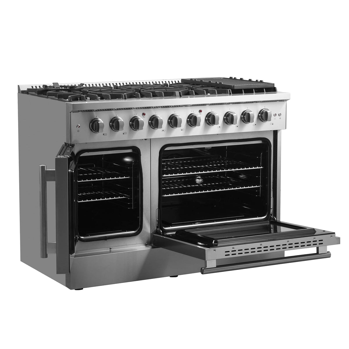 Forno 5-Piece Appliance Package - 48-inch Gas Range, Hood, Refrigerator, Dishwasher and 24-Inch Microwave Oven in Stainless Steel