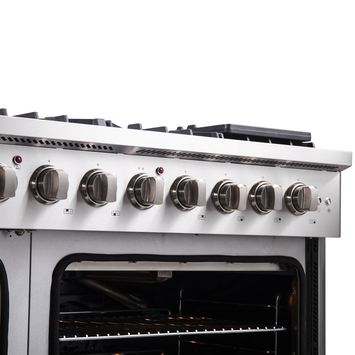 Forno 5-Piece Appliance Package - 48-inch Gas Range, Hood, Refrigerator, Dishwasher and 30-Inch Microwave Oven in Stainless Steel