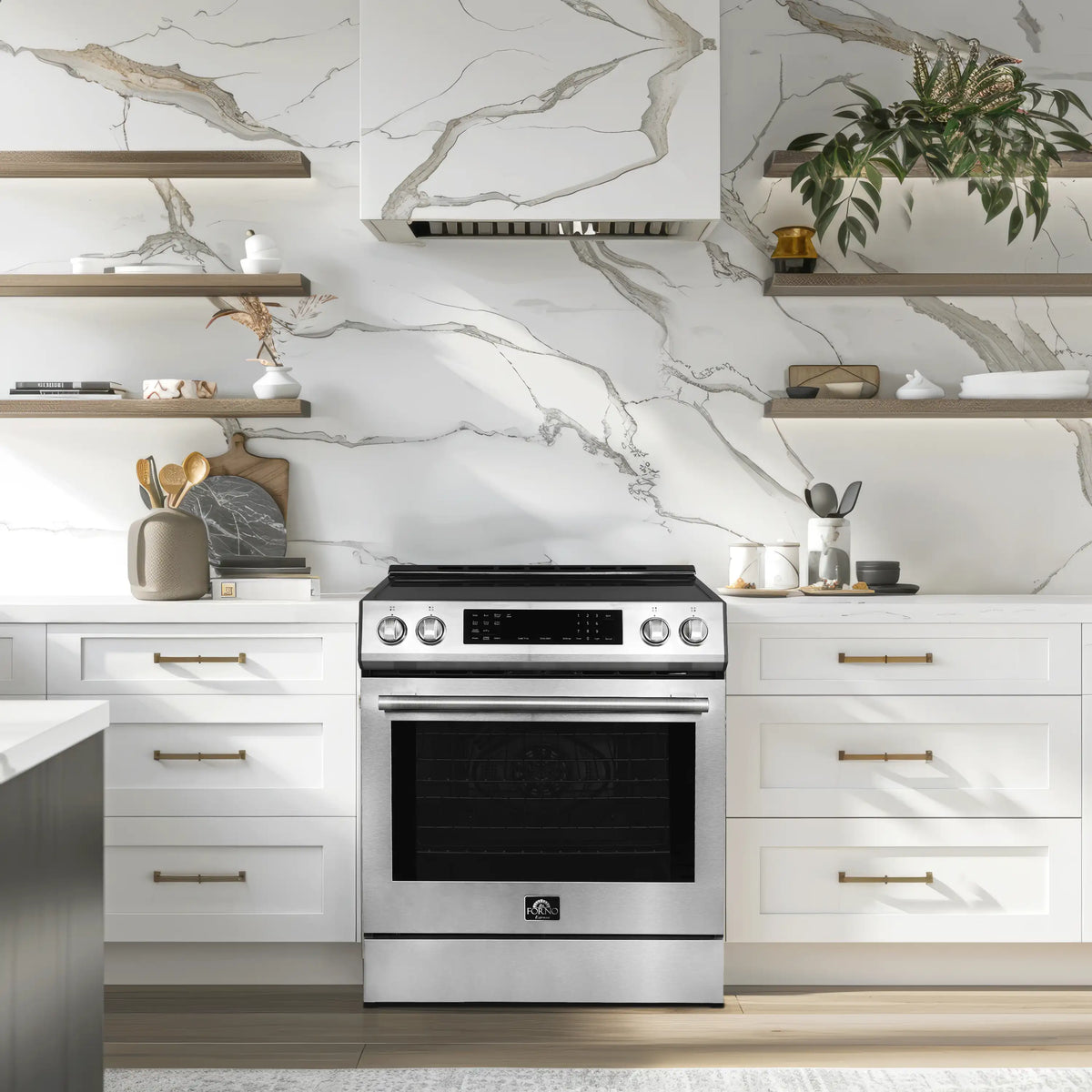 Forno 2-Piece Appliance Package - 30-Inch Induction Range and 31-Inch Refrigerator, Right Hinge in Stainless Steel (FBDL-015-01CAUS)
