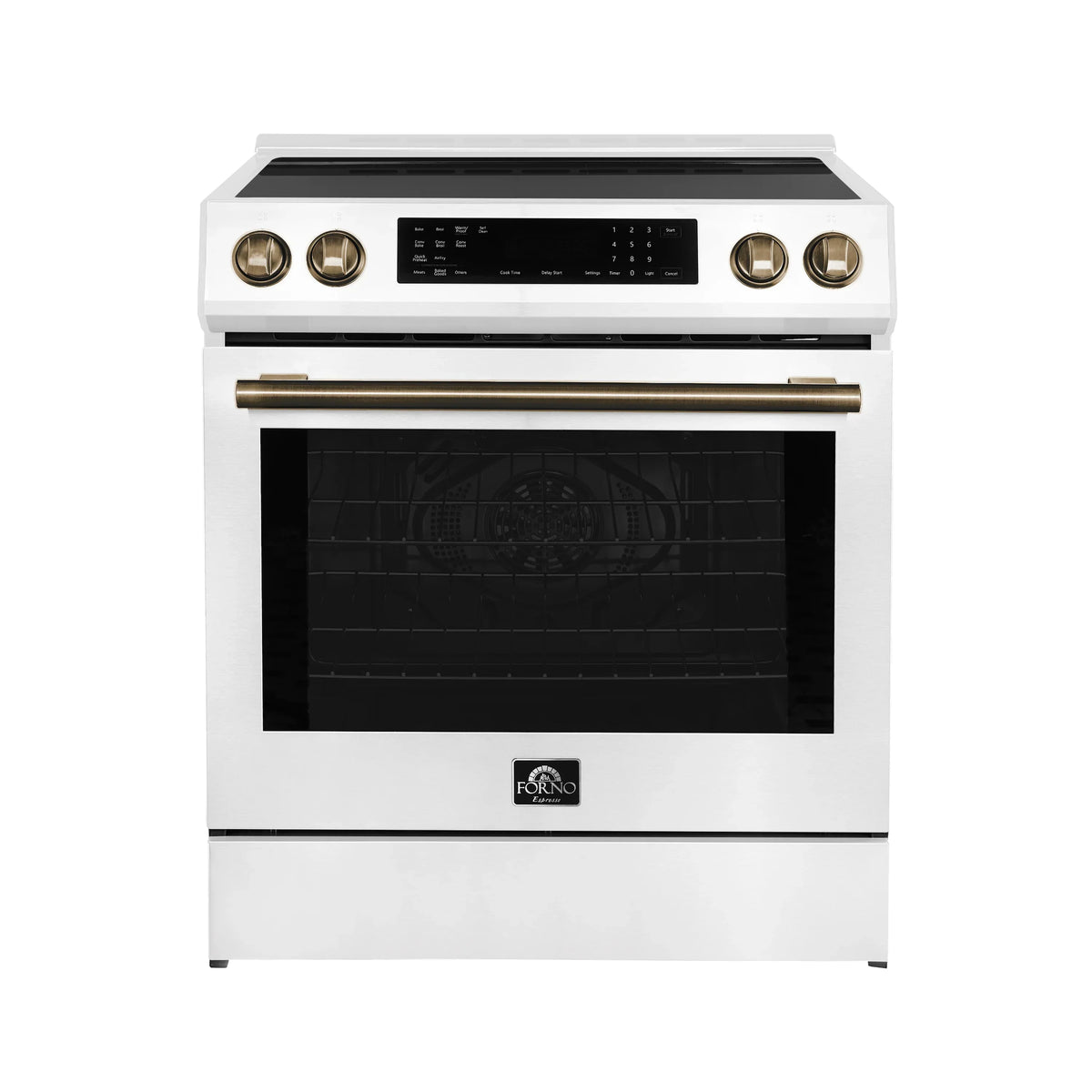 Forno 2-Piece Appliance Package - 30-Inch Induction Range and 30-Inch French Door Refrigerator in White with Antique Brass Trim (FBDL-015-10CAUS)