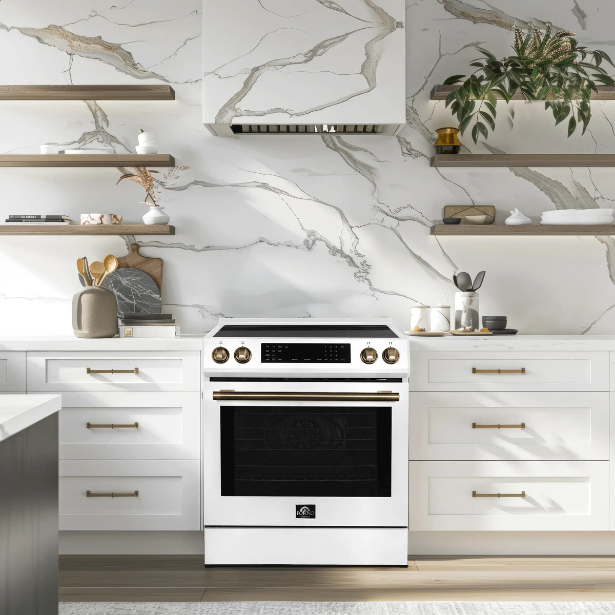 Forno 2-Piece Appliance Package - 30-Inch Induction Range and 30-Inch French Door Refrigerator in White with Stainless Steel Trim (FBDL-015-10CAUS)