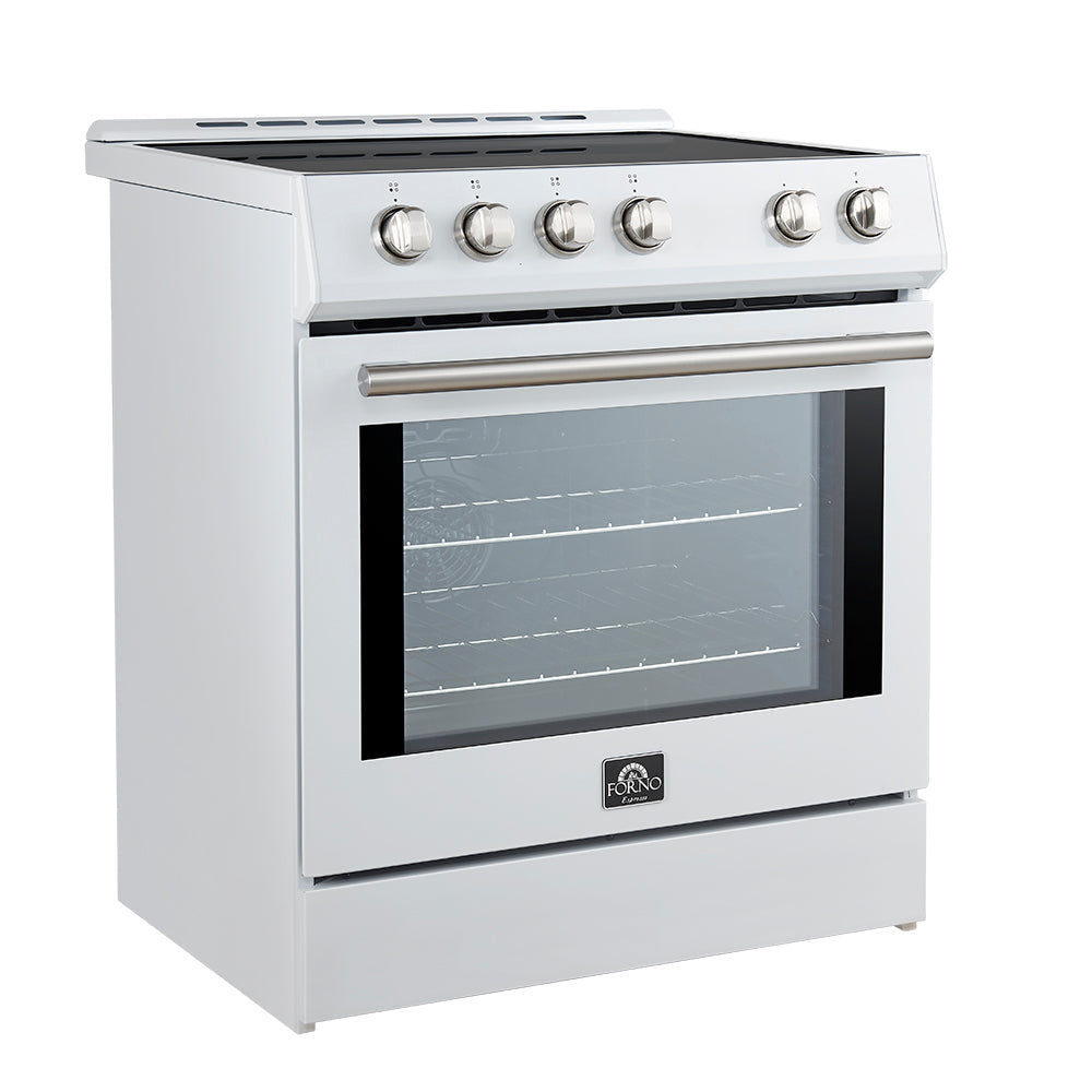 Forno 2-Piece Appliance Package - 30-Inch Slide-In Induction Range and 31-Inch Refrigerator, Right Hinge in White with Stainless Steel Trim (FBDL-014-06CAUS)