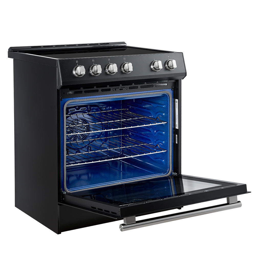 Forno 2-Piece Appliance Package - 30-Inch Slide-In Induction Range and 31-Inch Bottom Freezer Door Refrigerator in Black with Stainless Steel Trim (FBDL-014-12CAUS)