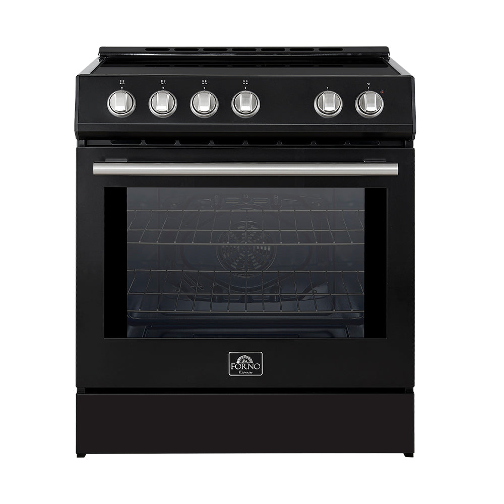 Forno 2-Piece Appliance Package - 30-Inch Slide-In Induction Range and 30-Inch French Door Refrigerator in Black with Stainless Steel Trim (FBDL-014-15CAUS)