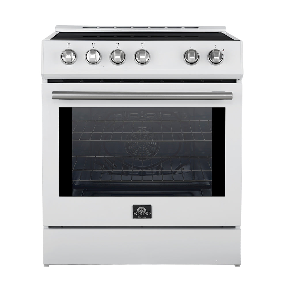 Forno 2-Piece Appliance Package - 30-Inch Slide-In Induction Range and 30-Inch French Door Refrigerator in White with Stainless Steel Trim (FBDL-014-10CAUS)