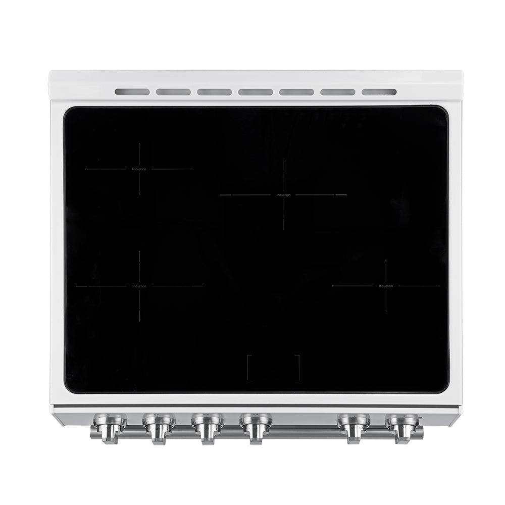Forno 2-Piece Appliance Package - 30-Inch Slide-In Induction Range and 30-Inch French Door Refrigerator in White with Stainless Steel Trim (FBDL-014-10CAUS)