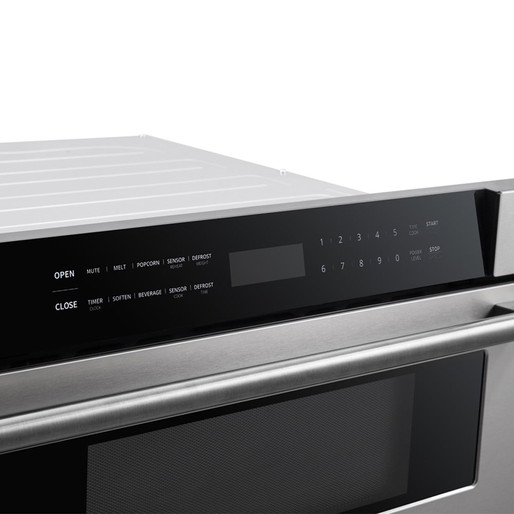 Forno 5-Piece Appliance Package - 30-Inch Electric Range, Under Cabinet Range Hood, French Door Refrigerator, Dishwasher, and 30-Inch Microwave Drawer in Stainless Steel