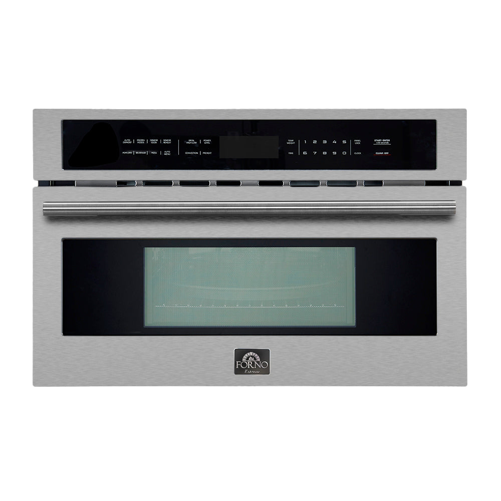 Forno 5-Piece Appliance Package - 30-Inch Induction Range, Under Cabinet Range Hood, French Door Refrigerator, Dishwasher, and 30-Inch Microwave Drawer in Stainless Steel