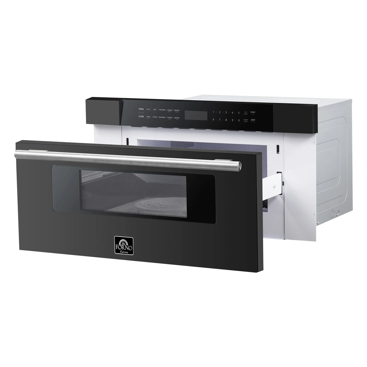 Forno 5-Piece Appliance Package - 48-inch Gas Range, Hood, Refrigerator, Dishwasher and 30-Inch Microwave Drawer in Stainless Steel
