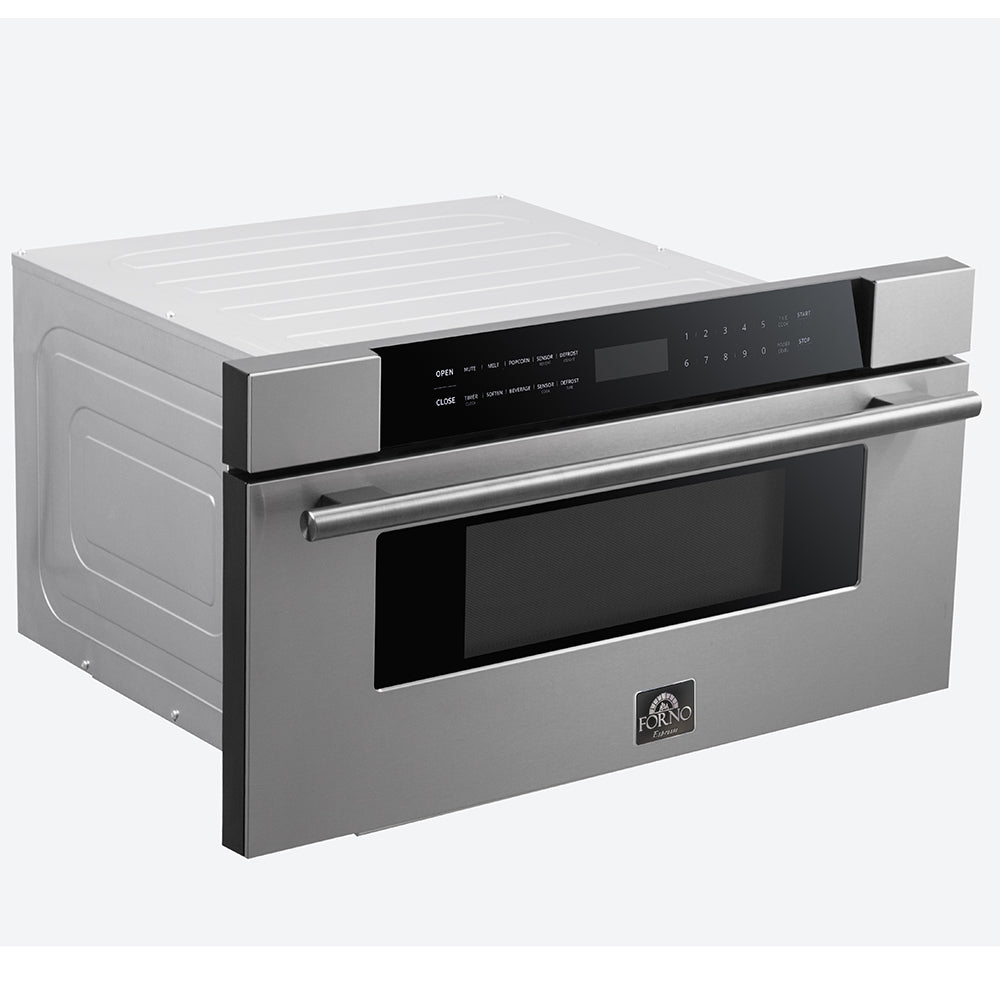 Forno Capoliveri Espresso 30-Inch 1.2 Cu.ft  Microwave Drawer in Black with Stainless Steel Trim (FMWDR3000-30BLK)