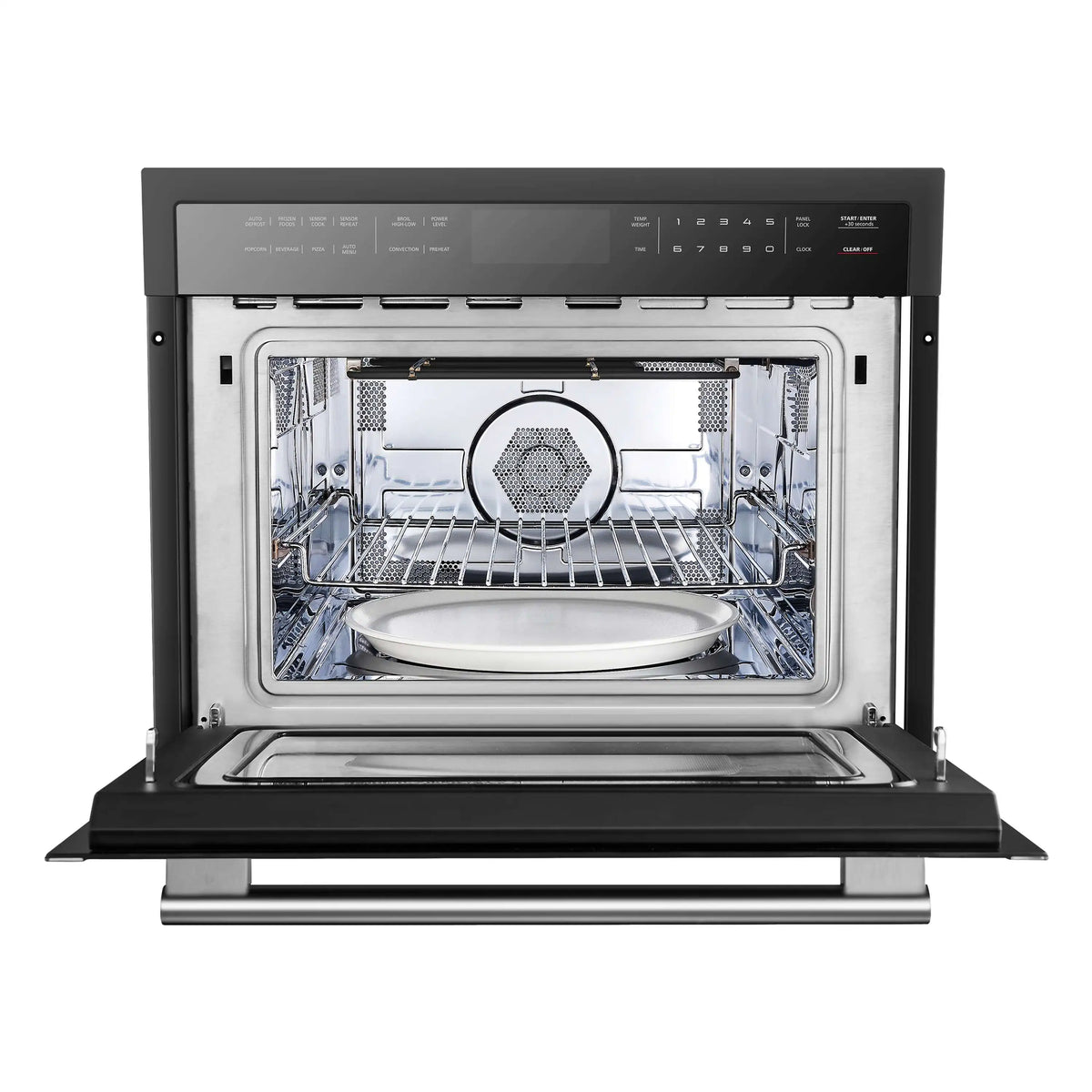Forno Oliena Espresso 24-Inch 1.6 Cu.ft Microwave Oven in Black with Antique Brass Handle (FMWDR3093-24BLK)