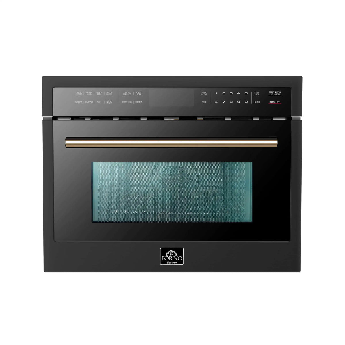 Forno Oliena Espresso 24-Inch 1.6 Cu.ft Microwave Oven in Black with Antique Brass Handle (FMWDR3093-24BLK)