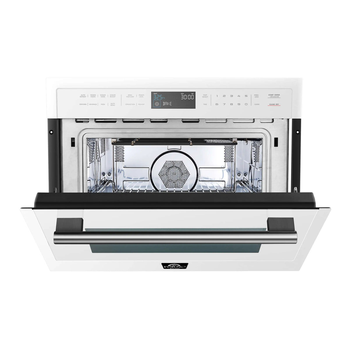 Forno Oliena Espresso 24-Inch 1.6 Cu.ft Microwave Oven in White with Antique Brass Handle (FMWDR3093-24WHT)
