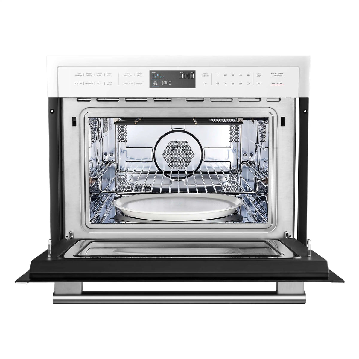 Forno Oliena Espresso 24-Inch 1.6 Cu.ft Microwave Oven in White with Antique Brass Handle (FMWDR3093-24WHT)