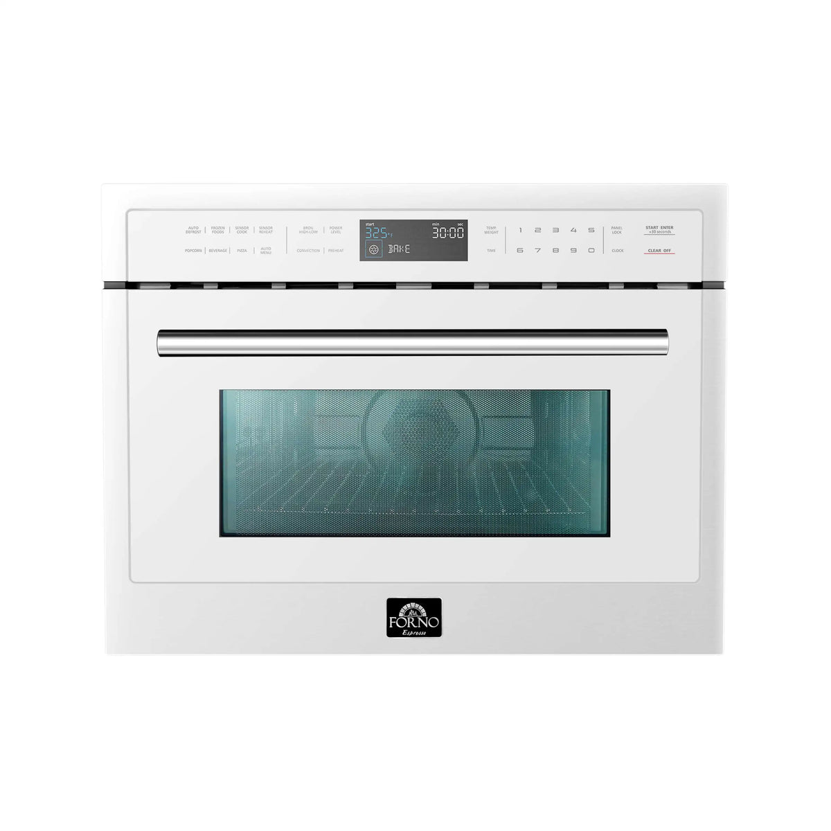 Forno 5-Piece Appliance Package - 30-Inch Electric Range, Under Cabinet Range Hood, Refrigerator, Dishwasher, and  24-Inch Microwave Oven in White with Stainless Steel Trim