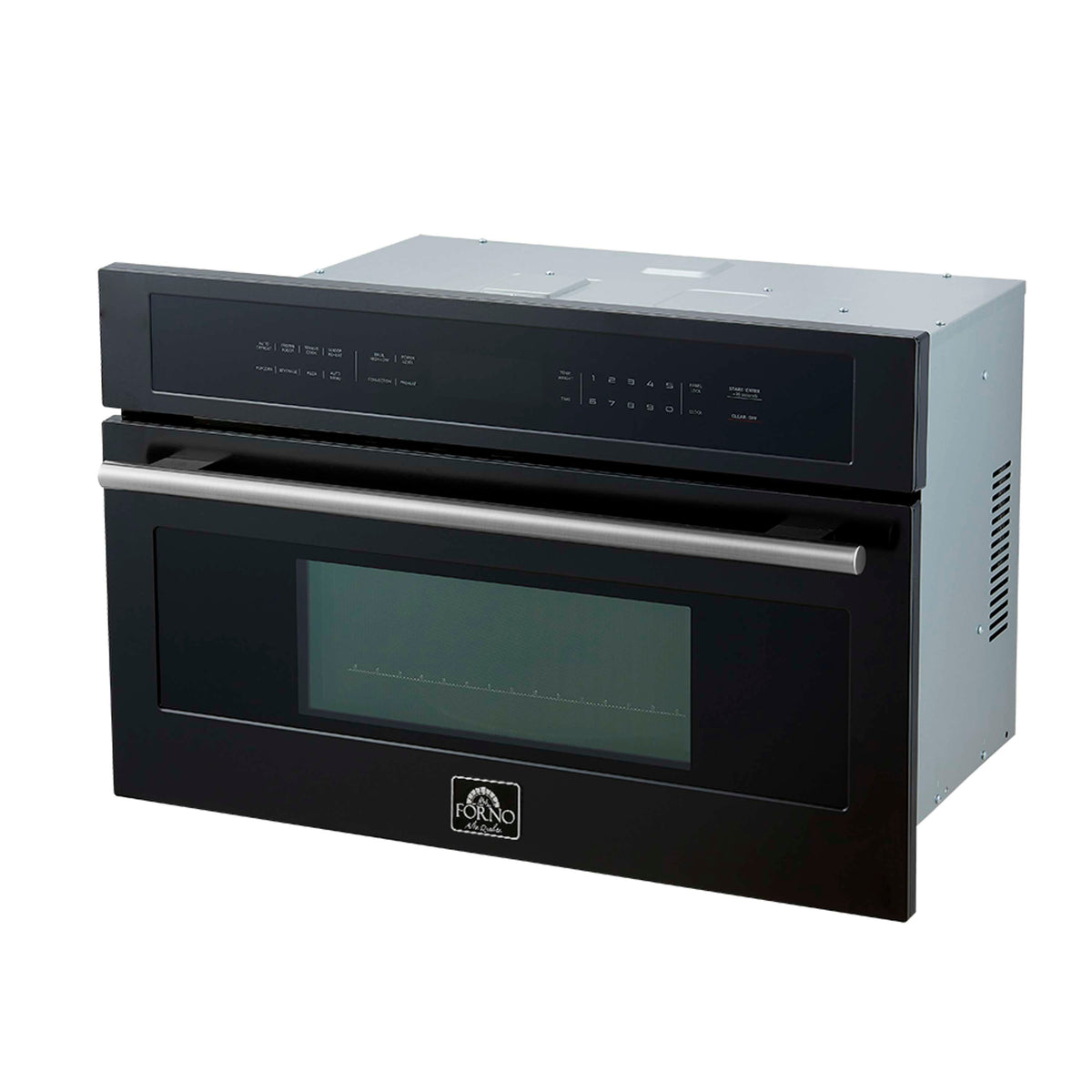 Forno 5-Piece Appliance Package - 30-Inch Induction Range, Under Cabinet Range Hood, Refrigerator with Water Dispenser, Dishwasher, and  30-Inch Microwave Oven in Black with Stainless Steel Trim