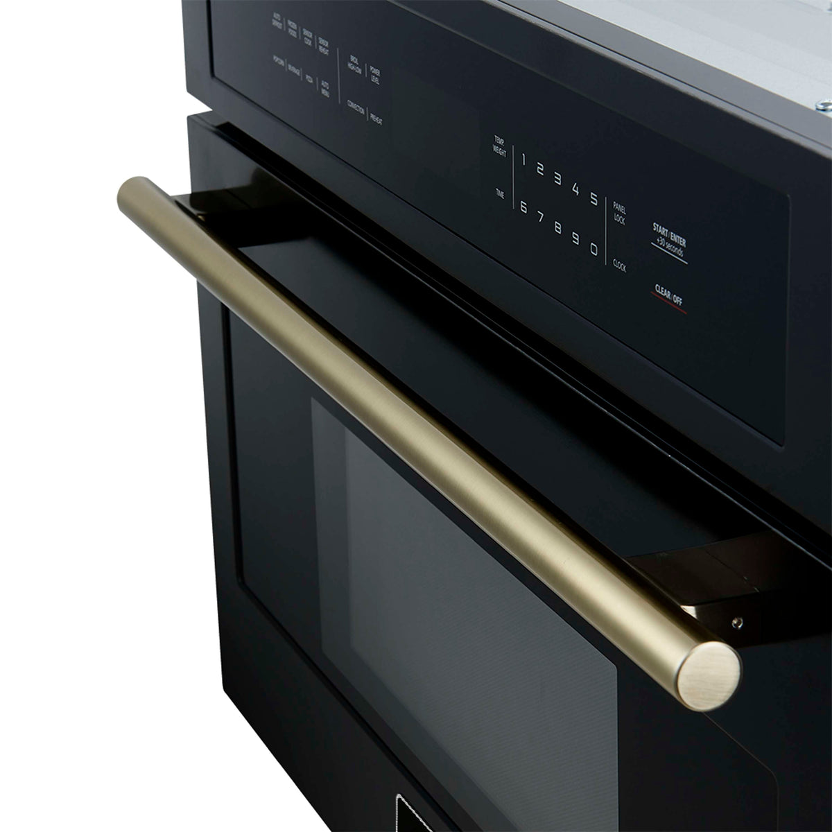 Forno 2-Piece Appliance Package - 30-Inch Asti French Door Electric Wall Oven & 30-Inch Microwave Oven in Black with Antique Brass Trim