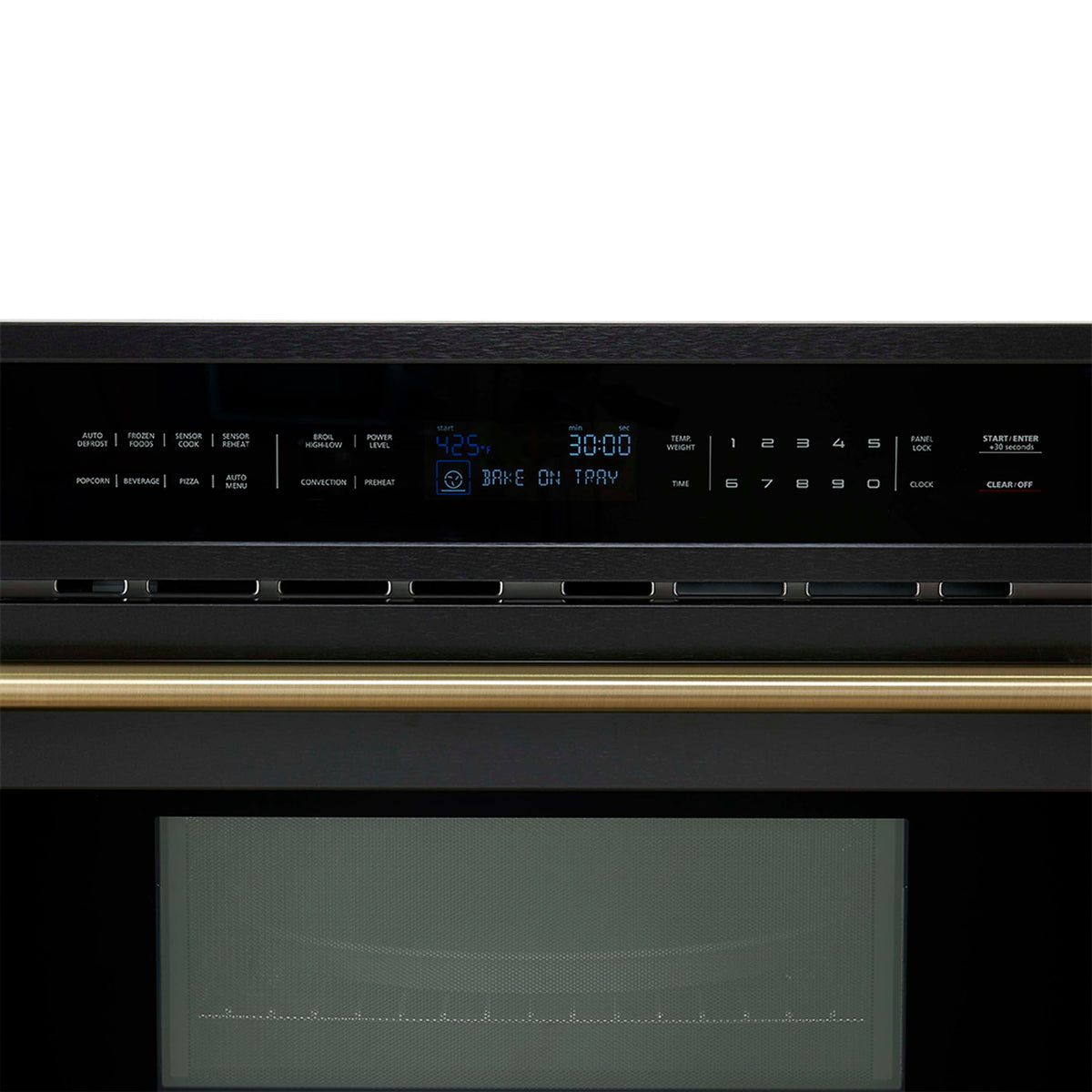 Forno Oliena Espresso 30-Inch 1.6 Cu.ft Microwave Oven in Black with Antique Brass Handle (FMWDR3093-30BLK)