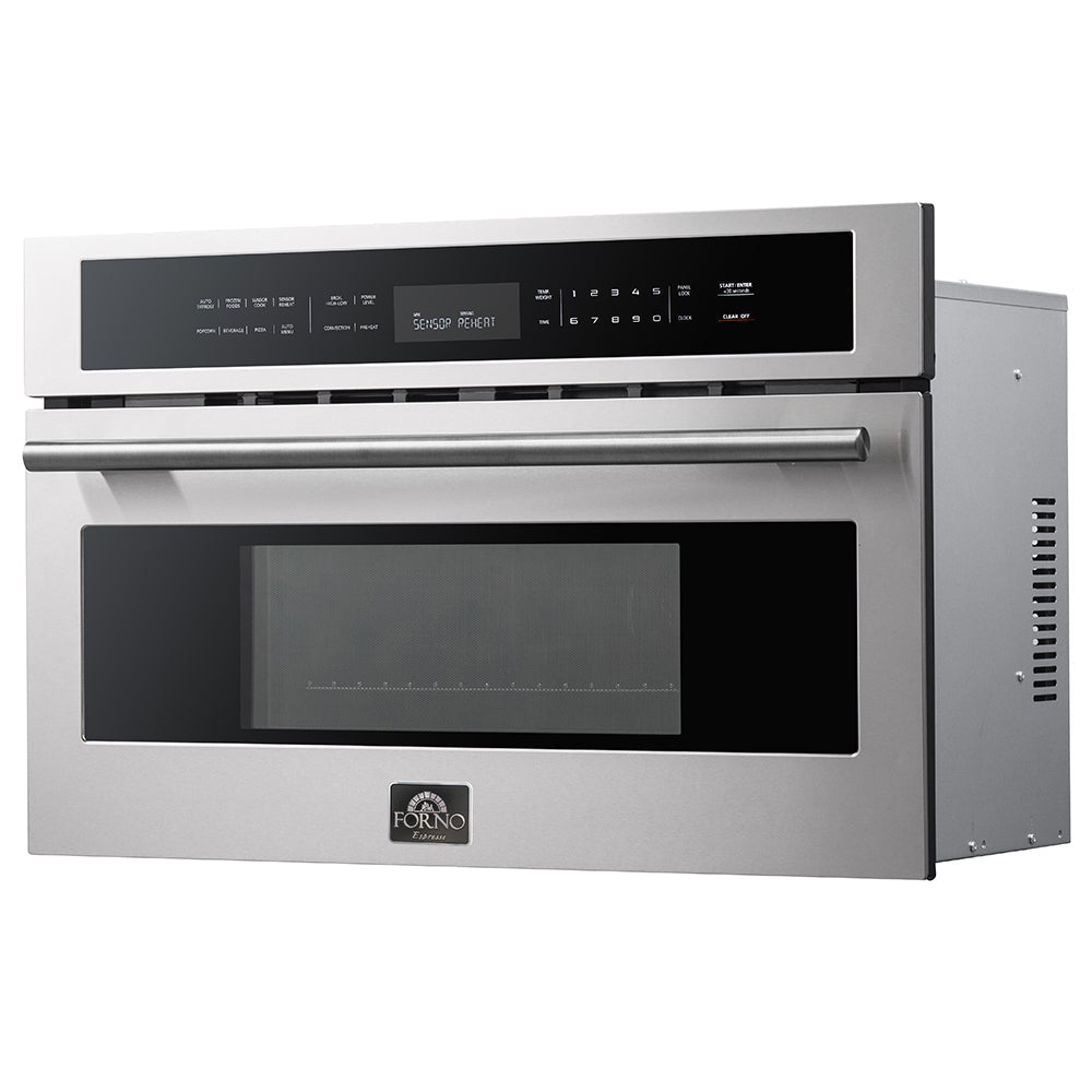 Forno 5-Piece Appliance Package - 30-inch Gas Range, Hood, Refrigerator, Dishwasher and 30-Inch Microwave Oven in Stainless Steel