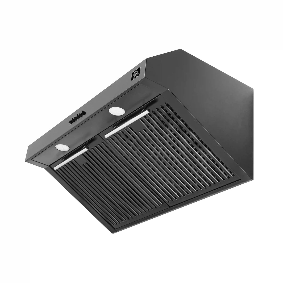Forno Espresso 4-Piece Appliance Package - 30-Inch Electric Range, Under Cabinet Range Hood, Refrigerator and Dishwasher in Black with Stainless Steel Trim