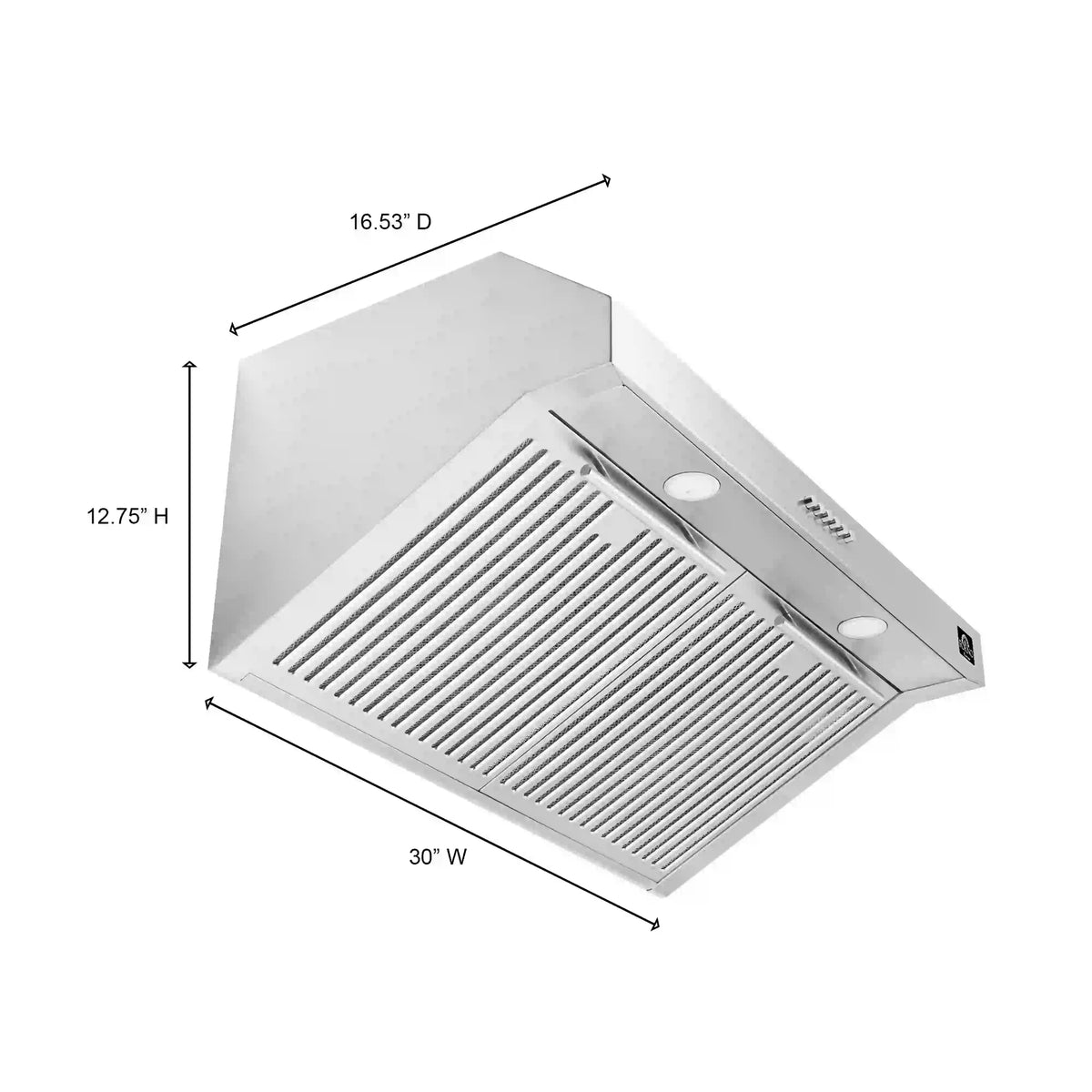 Forno 3-Piece Appliance Package - 30-Inch Gas Range, Under Cabinet Range Hood, & Refrigerator in Stainless Steel