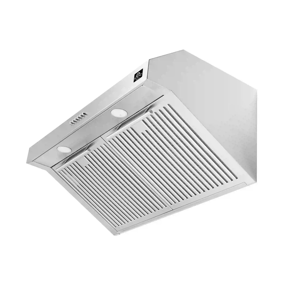 Forno 3-Piece Appliance Package - 30-Inch Gas Range, Under Cabinet Range Hood, & Refrigerator in Stainless Steel