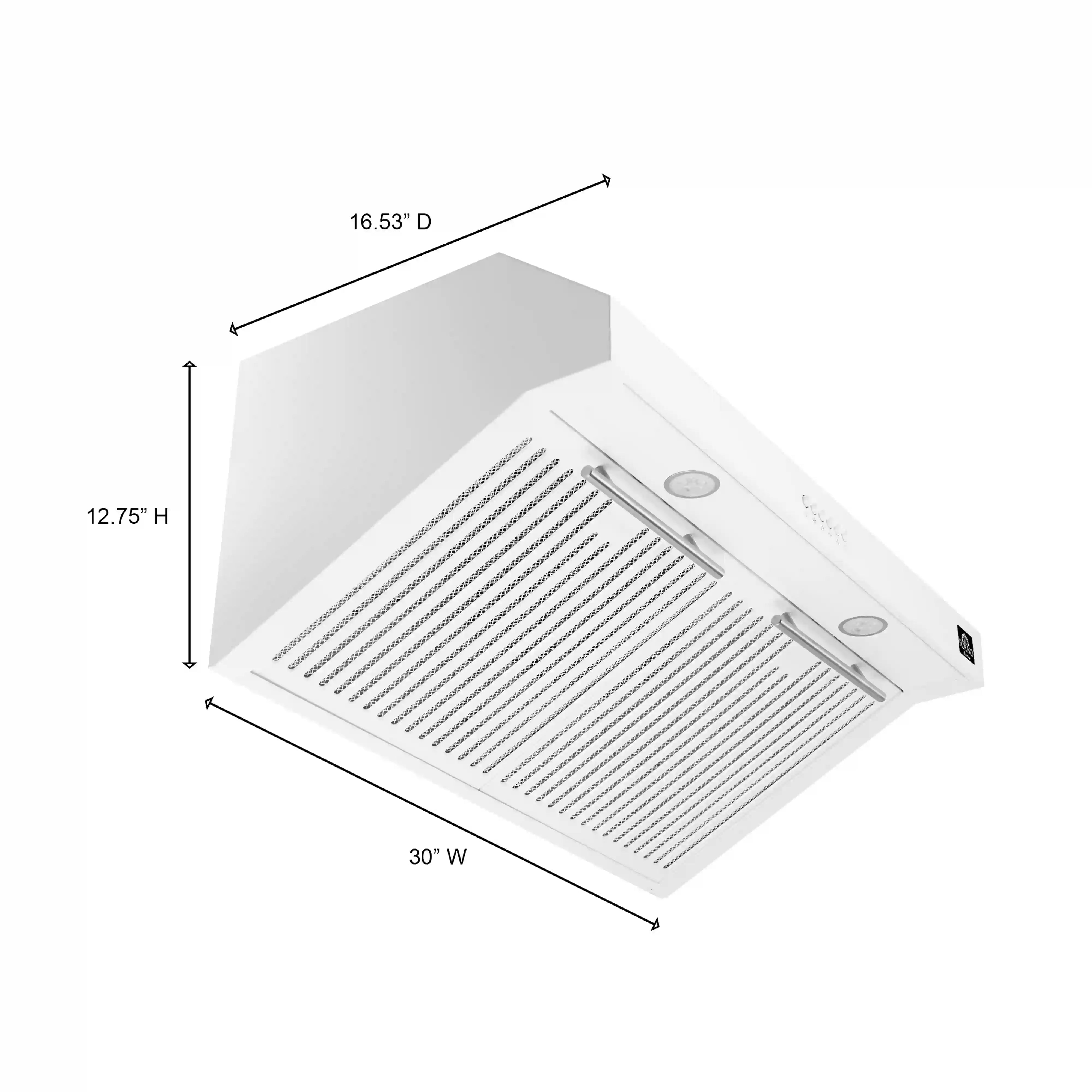 Forno Bari 30-Inch Espresso 400 CFM Under Cabinet Range Hood in White with Stainless Steel Handle (FRHUC5255-30WHT)