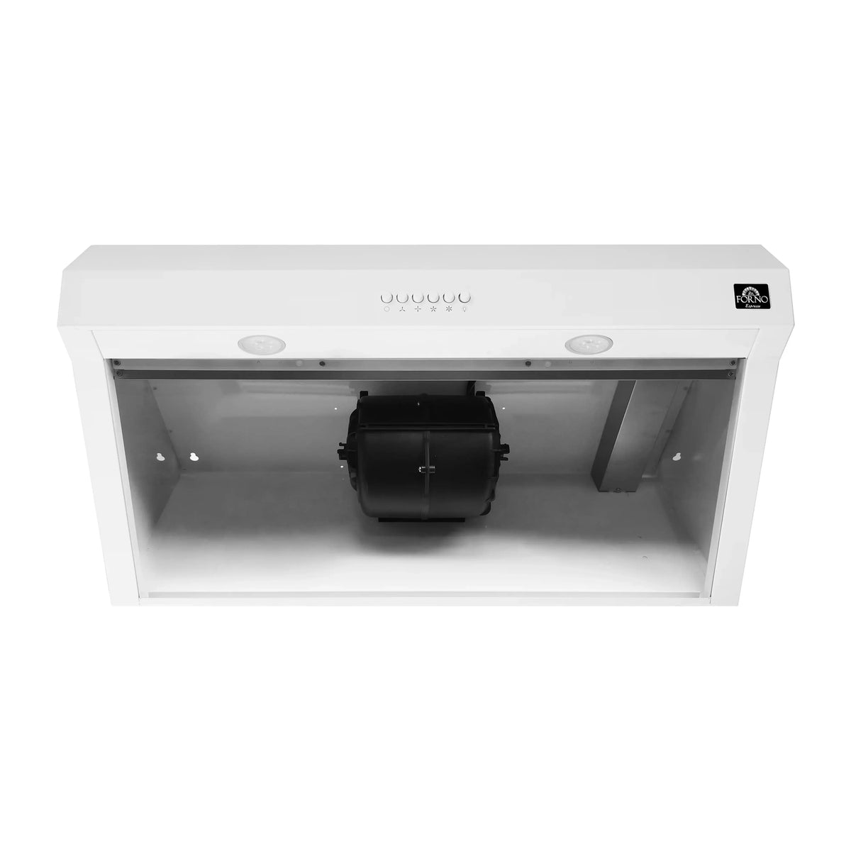 Forno 5-Piece Appliance Package - 30-Inch Inducton Range, Under Cabinet Range Hood, Refrigerator with Water Dispenser, Dishwasher, and  24-Inch Microwave Oven in White with Antique Brass Trim