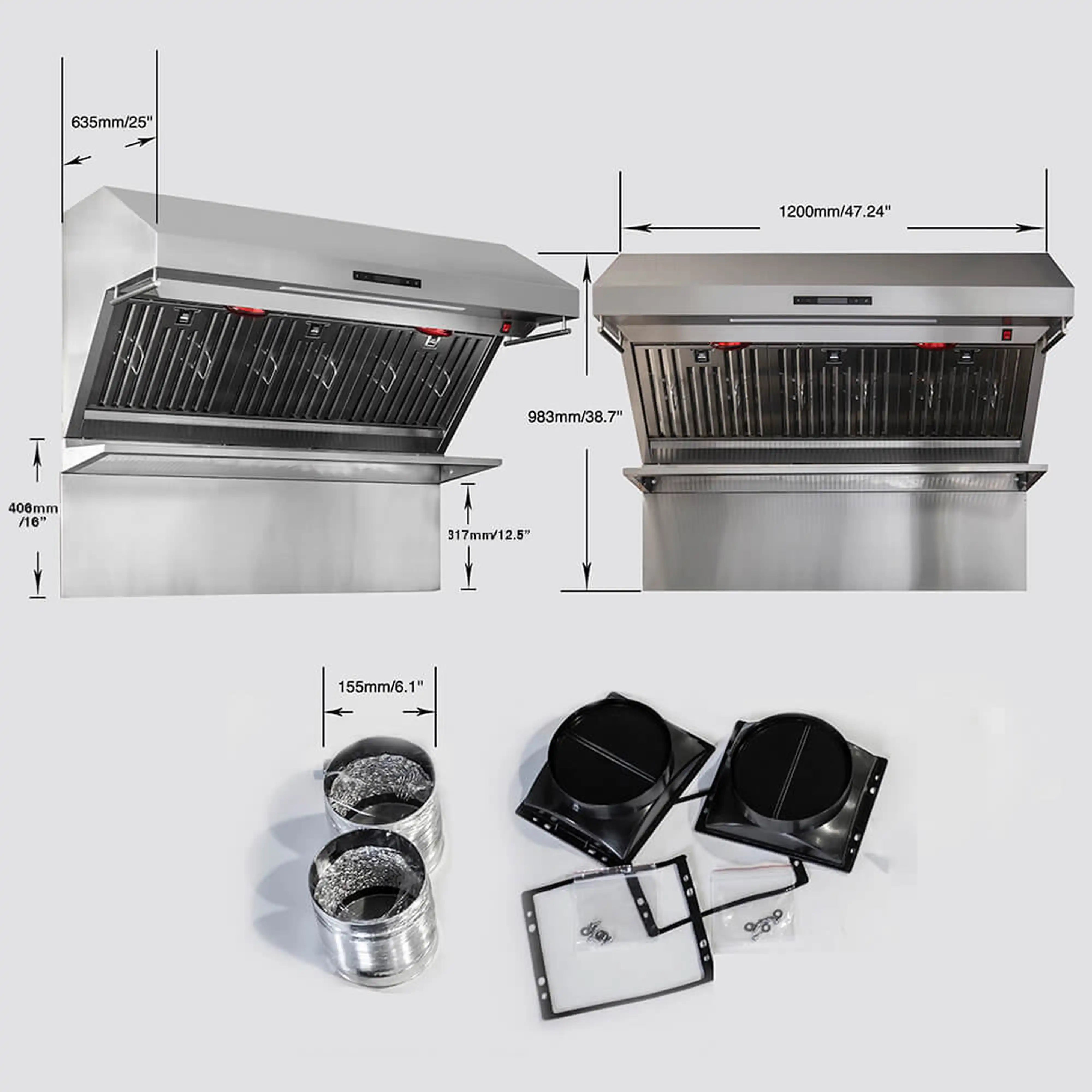 Forno Savona 48-Inch Wall Mount Range Hood in Stainless Steel with Baffle Filters & Backsplash (FRHWM5029-48)