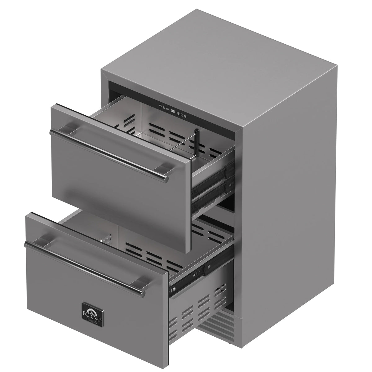Forno 2 - Piece Appliance Package - 24-Inch Built-In Indoor/Outdoor Drawer Freezer and 24-Inch Drawer Refrigerator in Stainless Steel