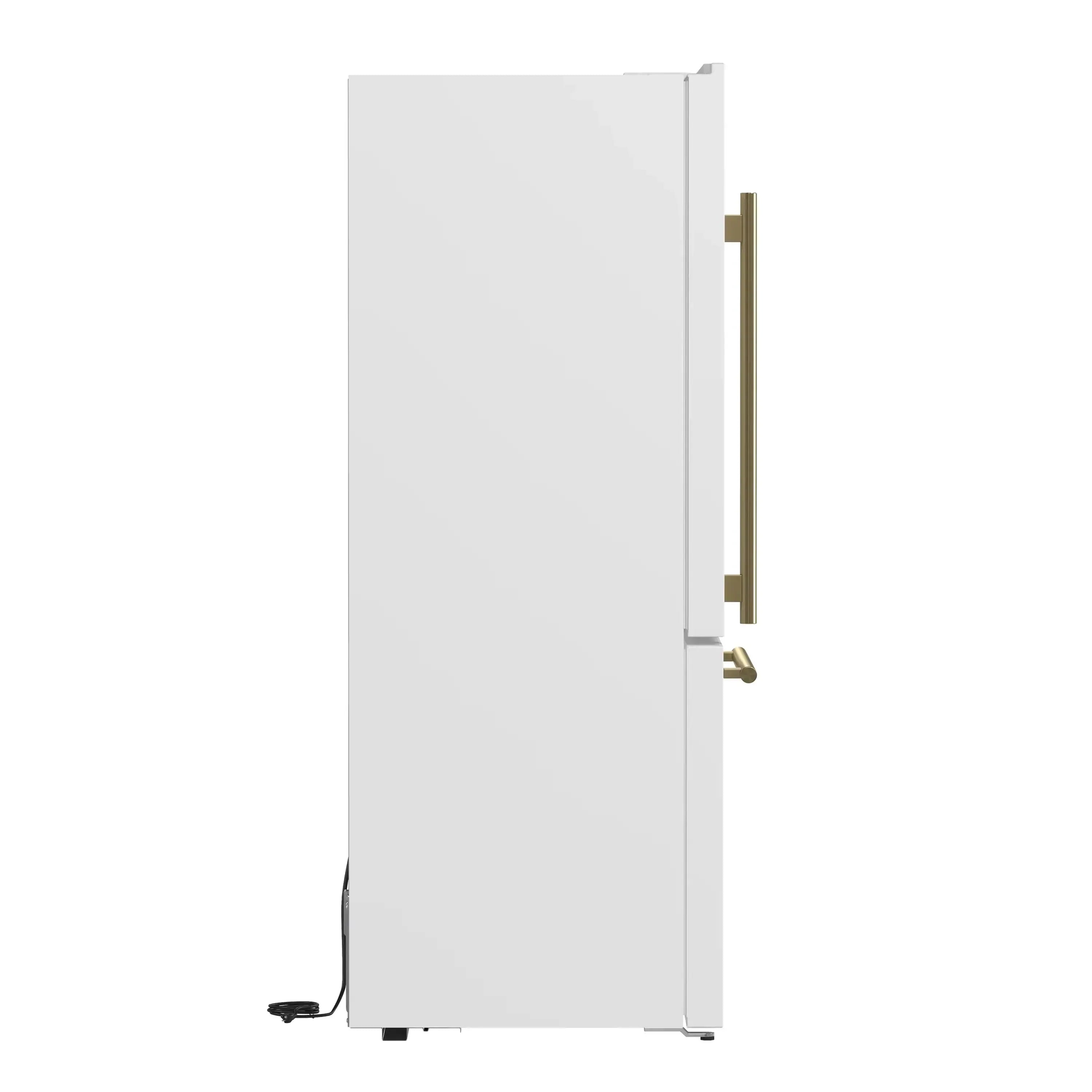 Forno Milano Espresso 31-Inch 17.2 cu. ft. Refrigerator and Bottom Freezer in White with Antique Brass Handle, Right Hinge (FFFFD1785-31WHT)