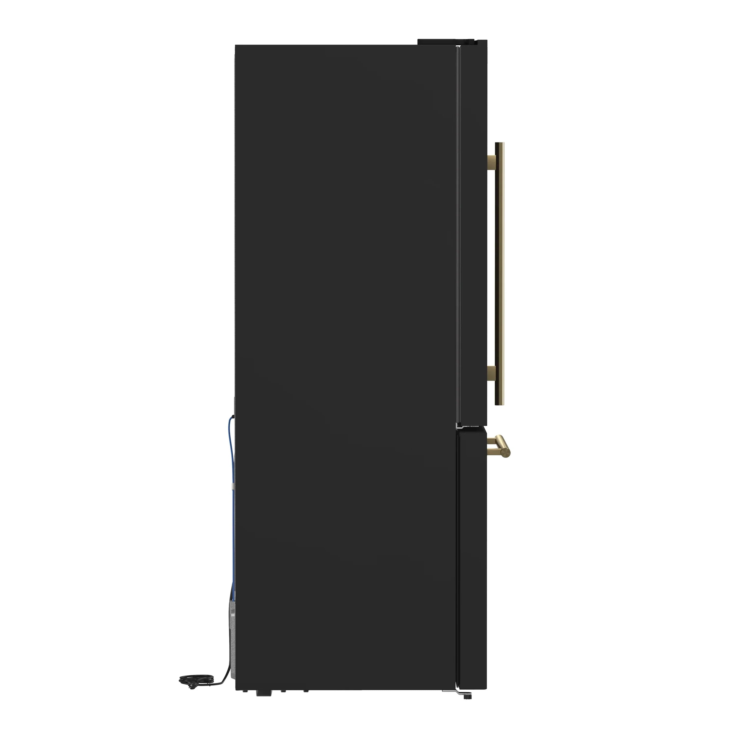 Forno Milano Espresso 31-Inch 17.2 cu. ft. Refrigerator and Bottom Freezer in Black with Antique Brass Handle, Left Hinge (FFFFD1786-31BLK)