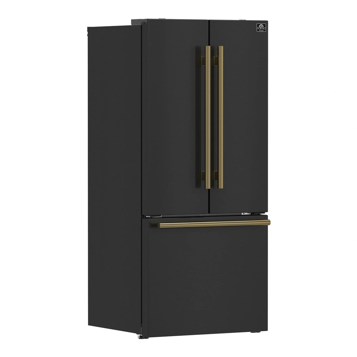 Forno 2-Piece Appliance Package - 30-Inch Induction Range and 30-Inch French Door Refrigerator in Black with Antique Brass Trim (FBDL-015-15CAUS)