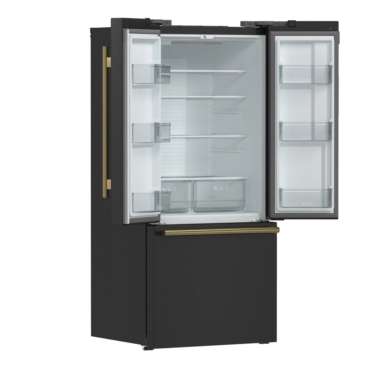 Forno 2-Piece Appliance Package - 30-Inch Induction Range and 30-Inch French Door Refrigerator in Black with Antique Brass Trim (FBDL-015-15CAUS)