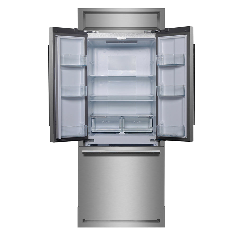 Forno Gallipoli 30-Inch French Door Refrigerator with 17.5 cu.ft. Capacity and Decorative Grille in Stainless Steel (FFFFD1974-35MG)
