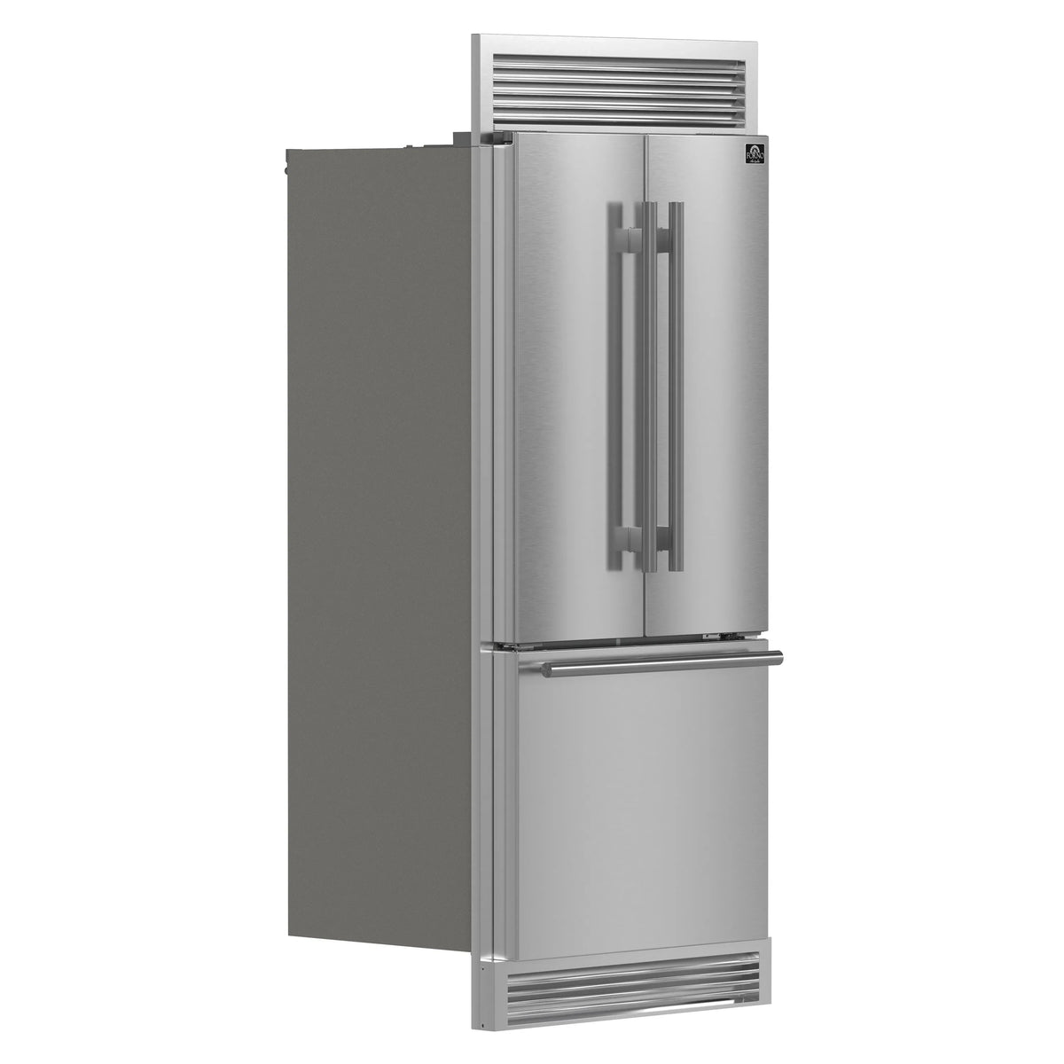 Forno 30-Inch French Door Built-In Refrigerator with 17.5 Cu Ft and Ice Maker in Stainless Steel with 4” Decorative Grille (FFFFD1974-35SG)