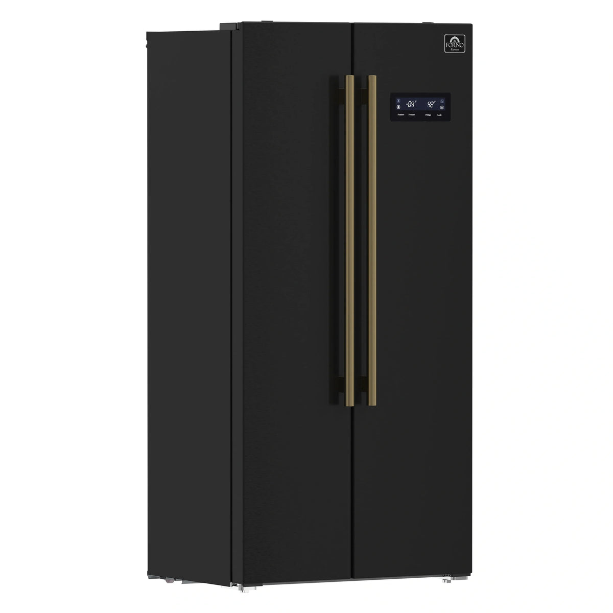 Forno Salerno Espresso 33-inch Side-by-Side 15.6 Cu.Ft. Refrigerator in Black with Antique Brass Handle (FFRBI1805-33BLK)