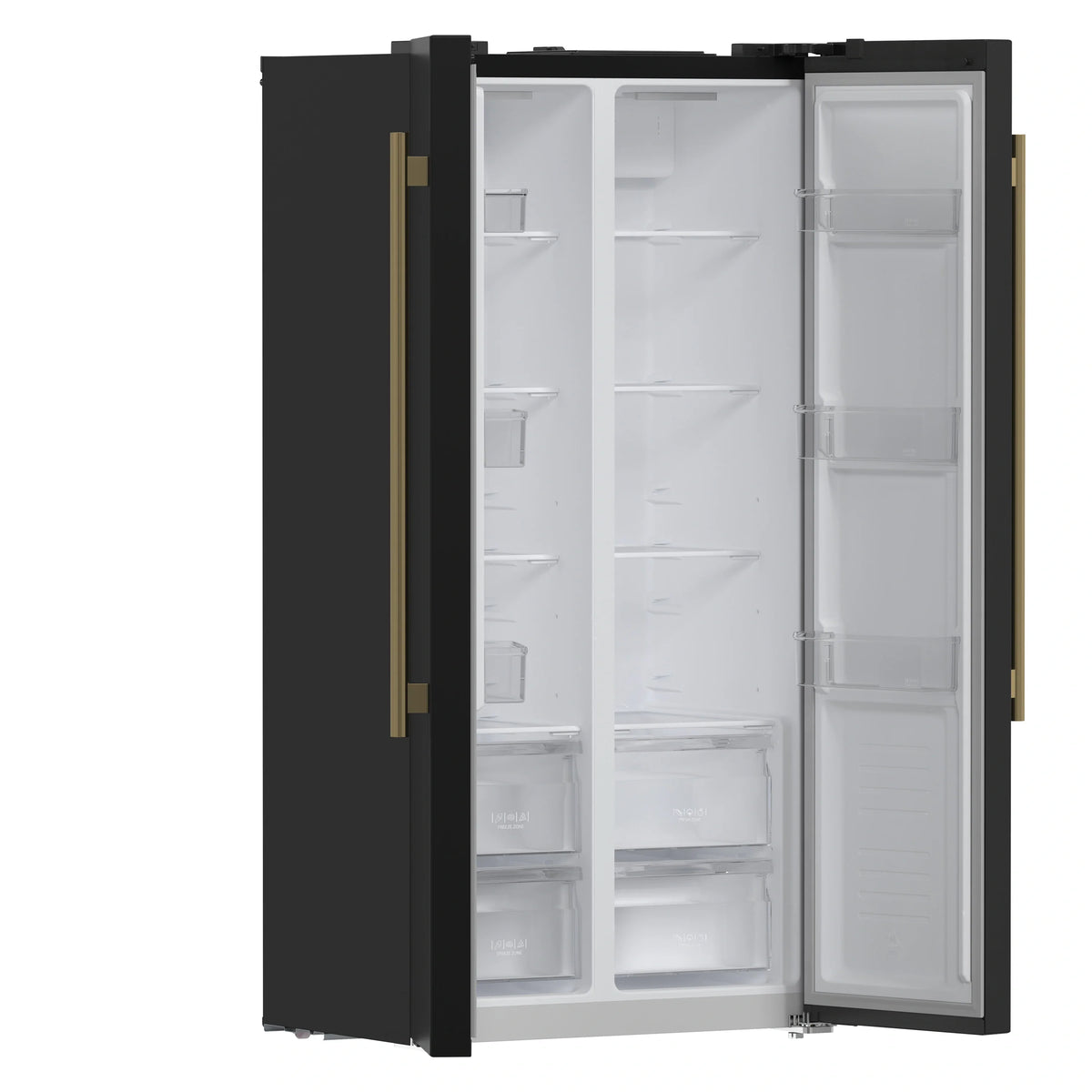 Forno Salerno Espresso 33-inch Side-by-Side 15.6 Cu.Ft. Refrigerator in Black with Antique Brass Handle (FFRBI1805-33BLK)
