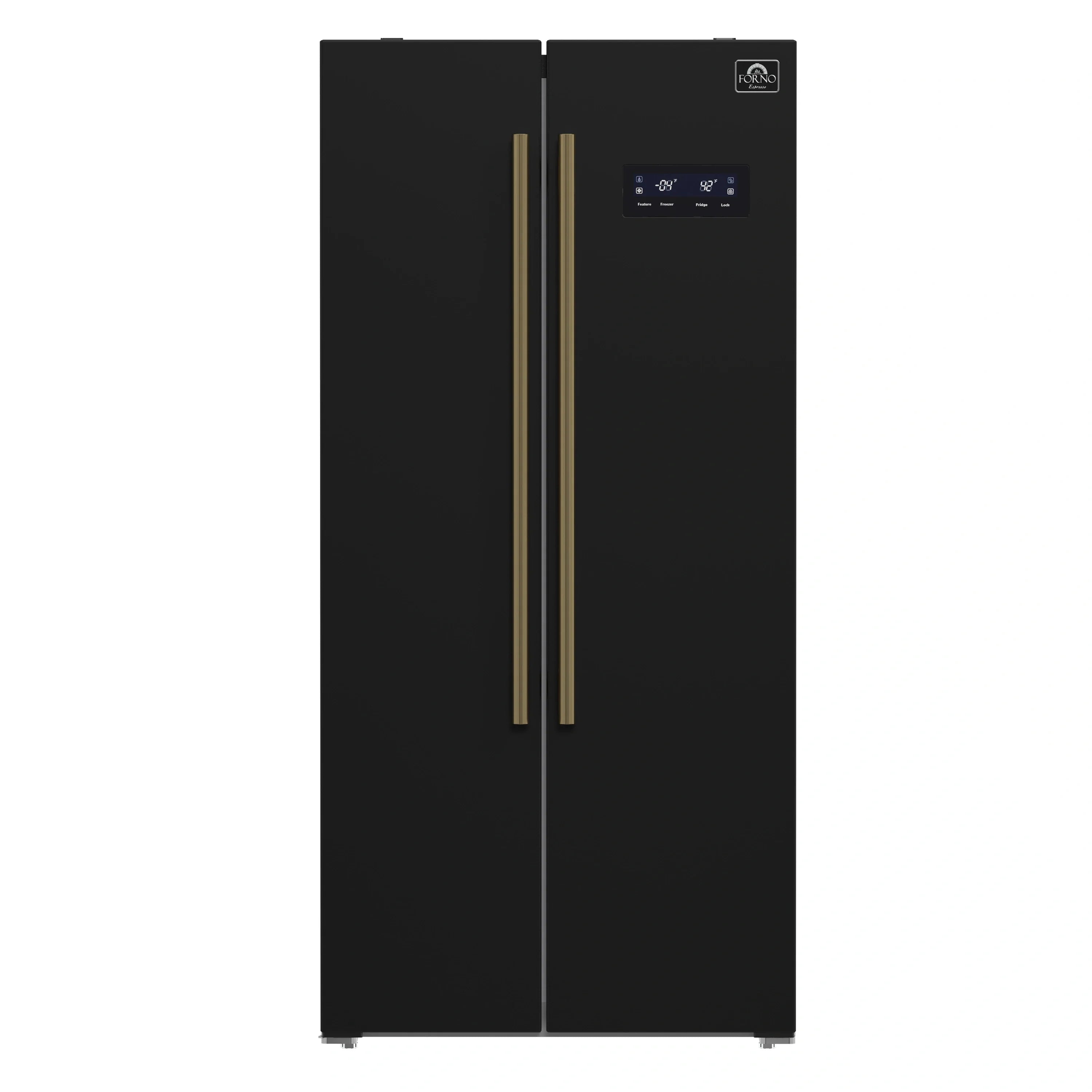 Forno Salerno Espresso 33-inch Side-by-Side 15.6 Cu.Ft. Refrigerator in Black with Antique Brass Trim (FFRBI1805-33BLK)