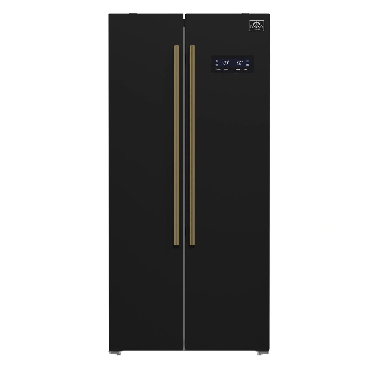 Forno Salerno Espresso 33-inch Side-by-Side 15.6 Cu.Ft. Refrigerator in Black with Antique Brass Handle (FFRBI1805-33BLK)