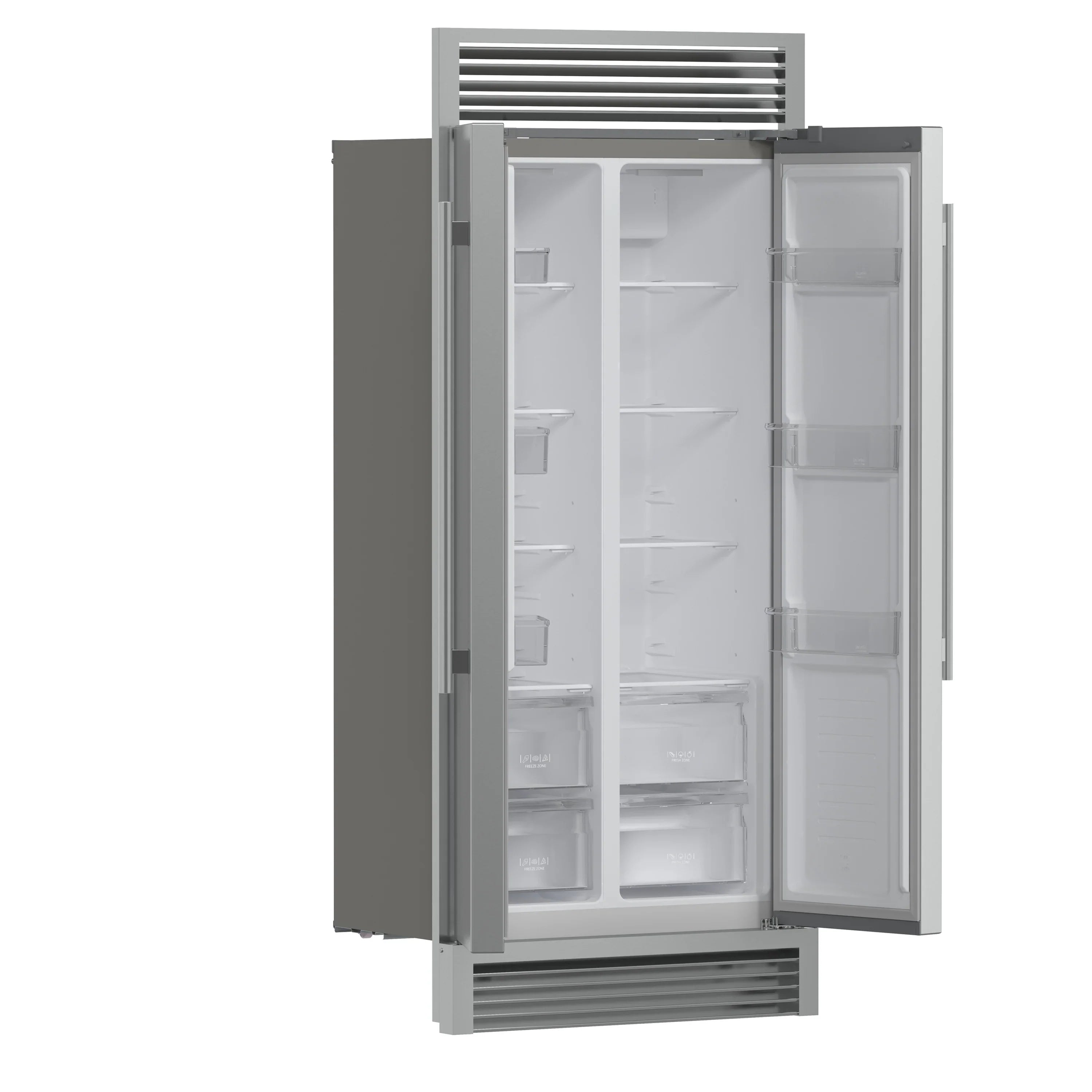 Forno 33-Inch Salerno Side-by-Side Counter Depth Refrigerator 15.6 Cu. Ft. in Stainless Steel with Professional Handle & 4” Decorative Grille (FFRBI1805-37SG)