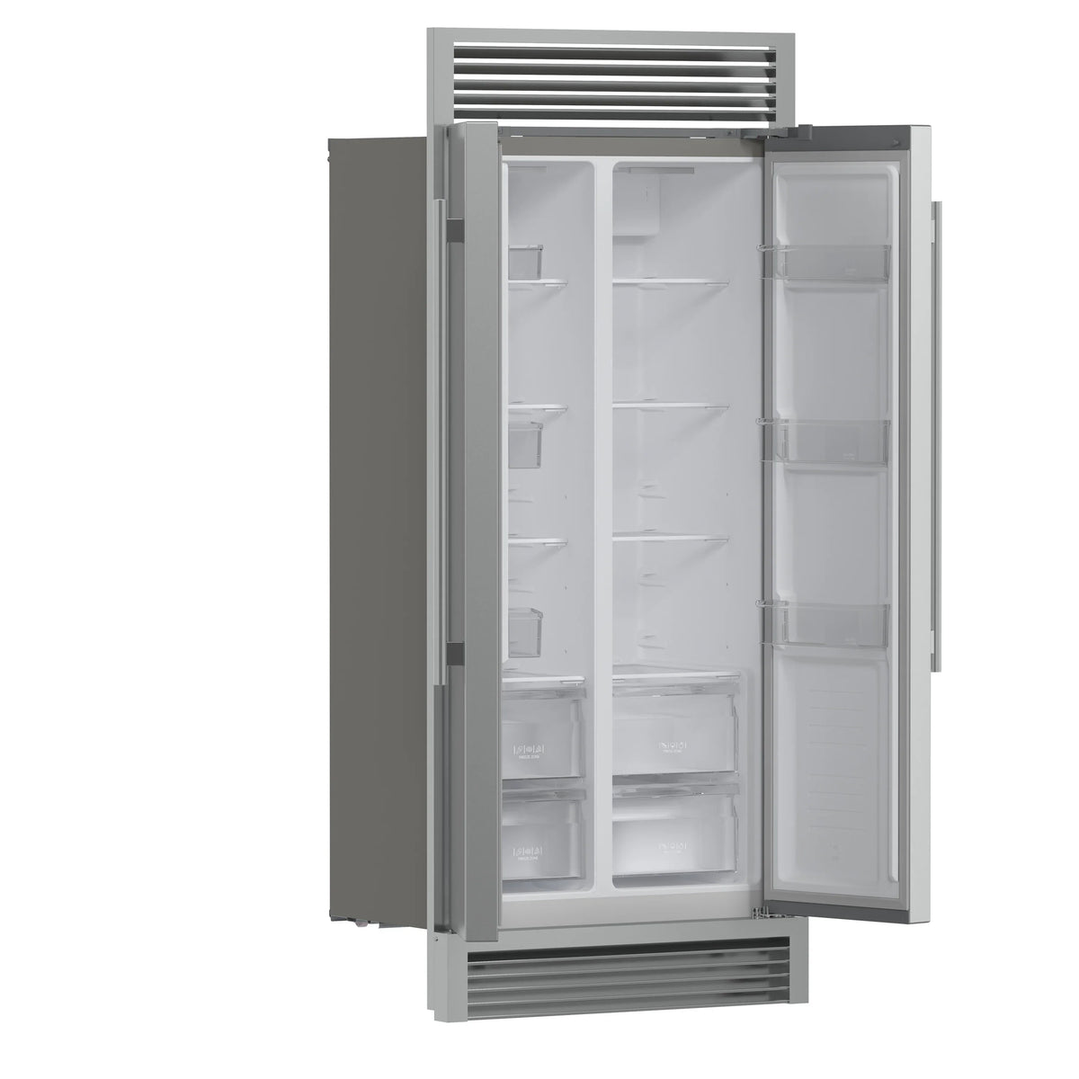 Forno 33-Inch Salerno Side-by-Side Counter Depth Refrigerator 15.6 Cu. Ft. in Stainless Steel with Professional Handle & 4” Decorative Grille (FFRBI1805-37SG)