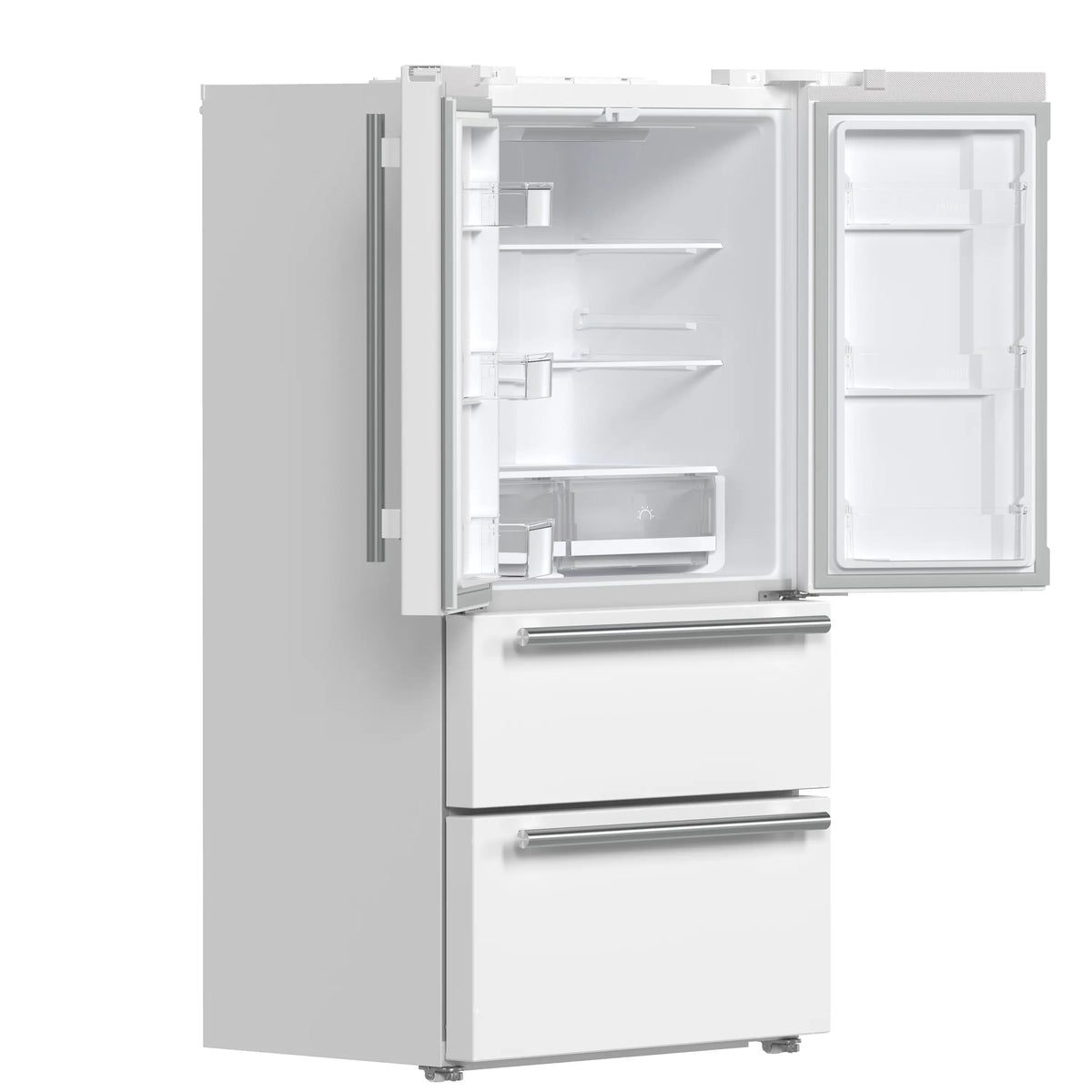 Forno 2-Piece Appliance Package - 30-Inch Slide-In Induction Range and 36-Inch French Door Refrigerator in White with Stainless Steel Trim (FBDL-014-08CAUS)