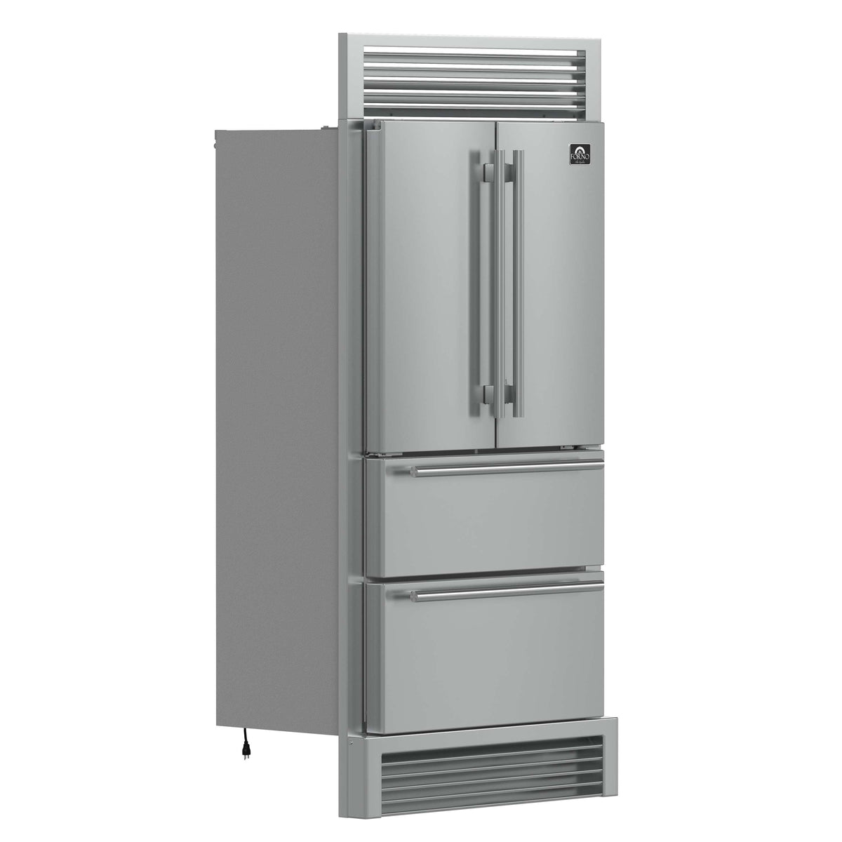 Forno 36-Inch French Door Refrigerator - 19 cu.ft with Double Freezer Drawer and Ice Maker - with 4-Inch Custom Grille (FFRBI1820-40SG)