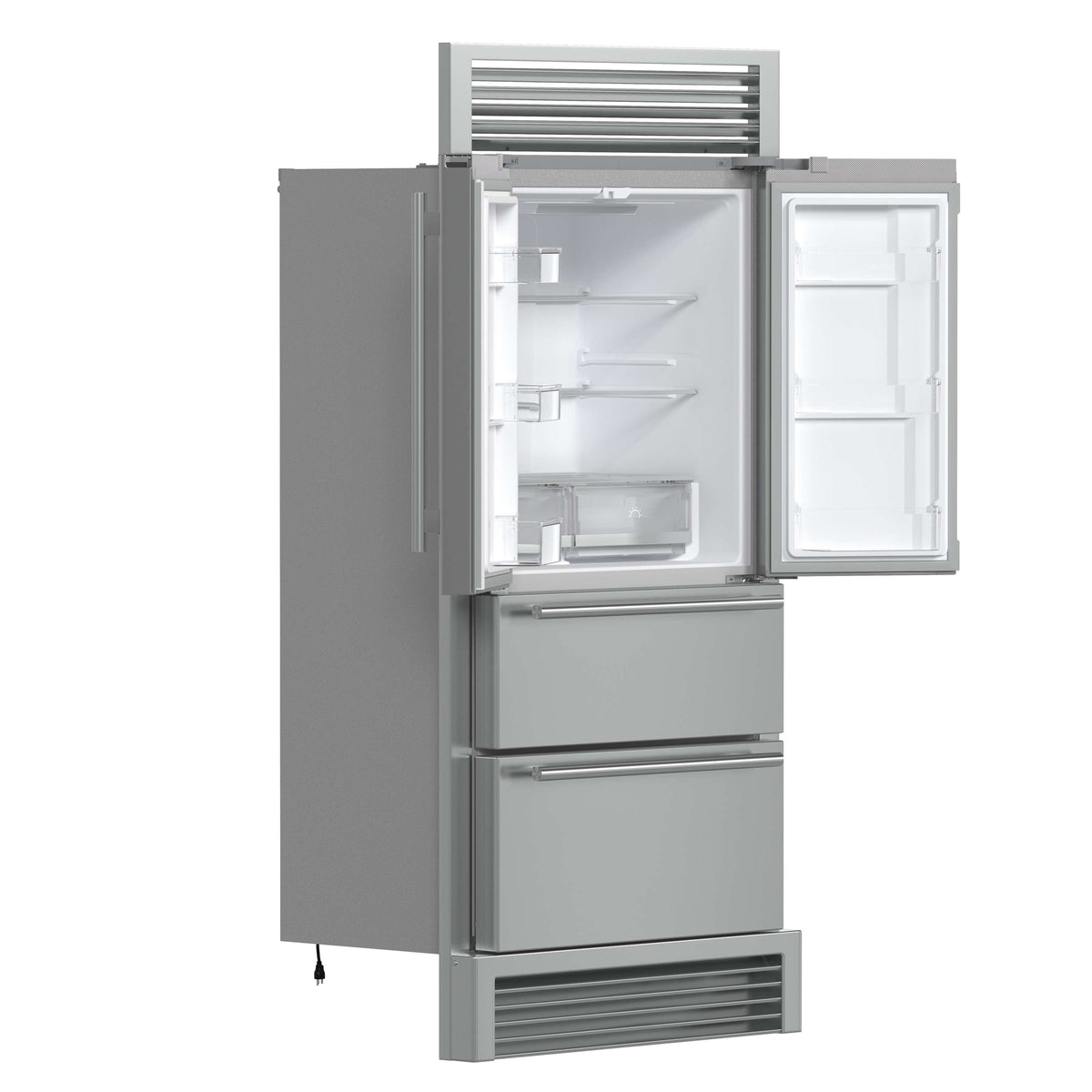 Forno 36-Inch French Door Refrigerator - 19 cu.ft with Double Freezer Drawer and Ice Maker - with 4-Inch Custom Grille (FFRBI1820-40SG)