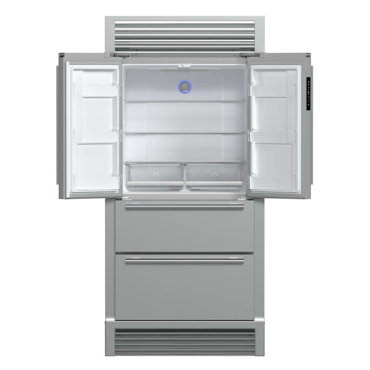 Forno 36-Inch French Door Refrigerator - 19 cu.ft with Double Freezer Drawer and Ice Maker - with 4-Inch Custom Grille (FFRBI1820-40SG)