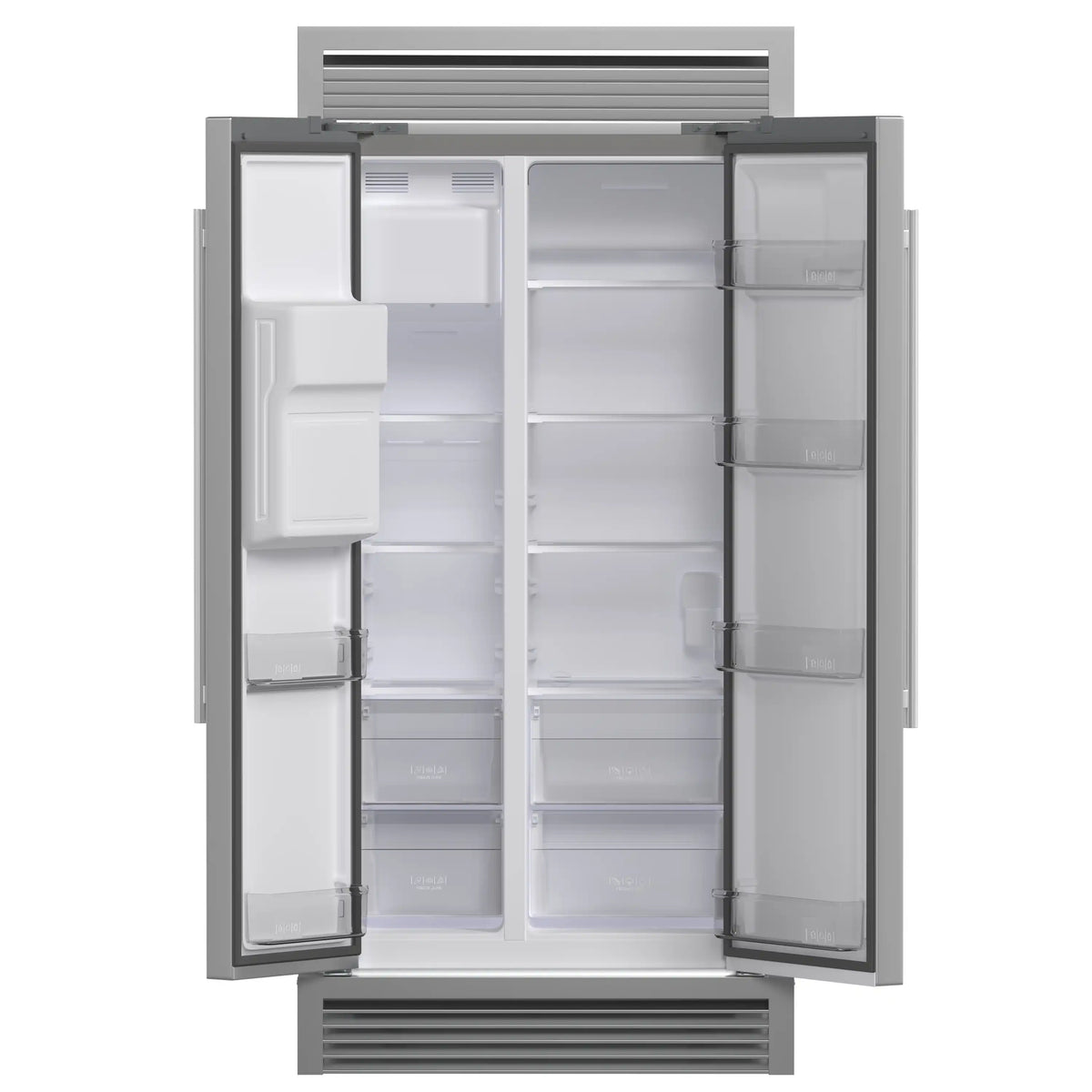 Forno 36-Inch Built-In Side-by-Side 20 cu.ft Refrigerator in Stainless Steel with Water Dispenser and Ice Maker with Grille (FFRBI1844-40SG)