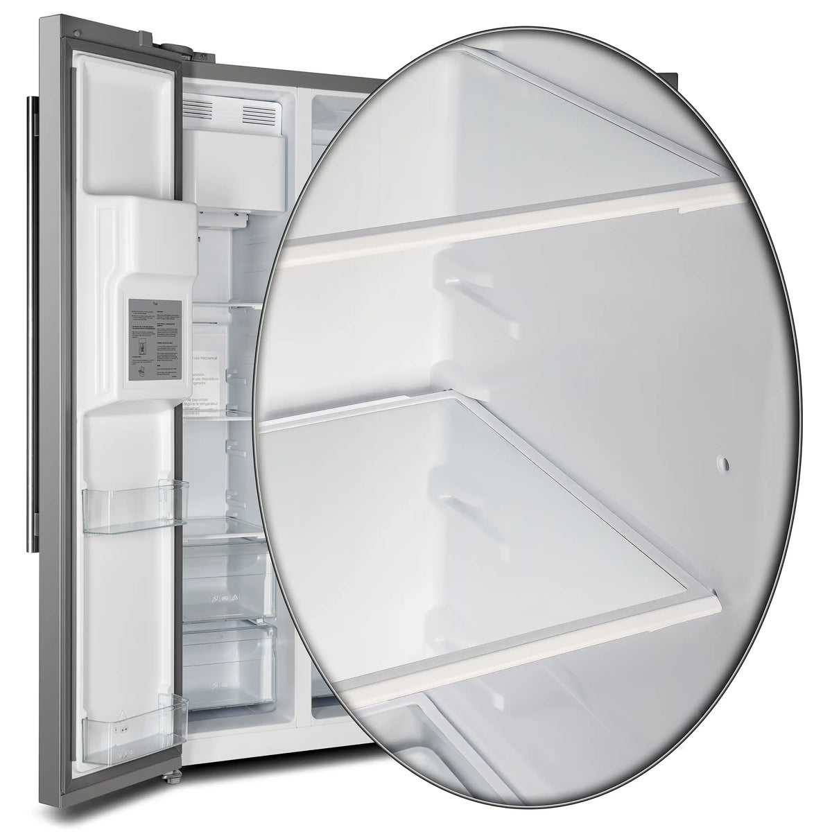 Forno 36-Inch Built-In Side-by-Side 20 cu.ft Refrigerator in Stainless Steel with Water Dispenser and Ice Maker with Grille (FFRBI1844-40SG)