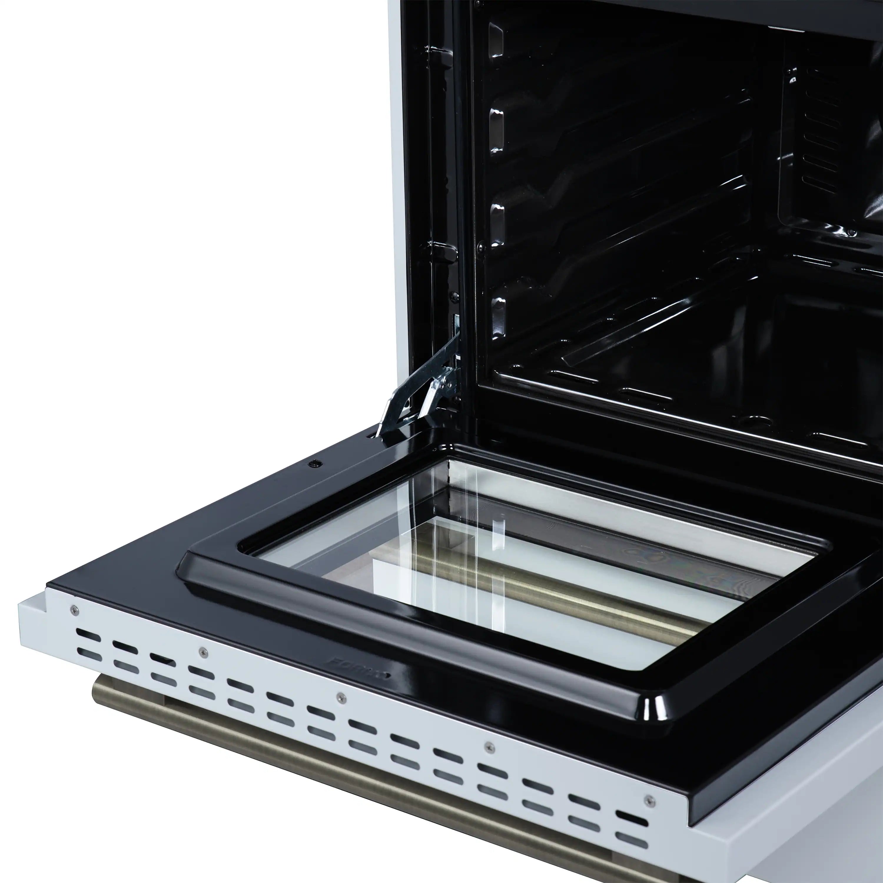 Forno Breno 24-Inch Freestanding Gas Range in White with Antique Brass Trim (FFSGS6272-24WHT)