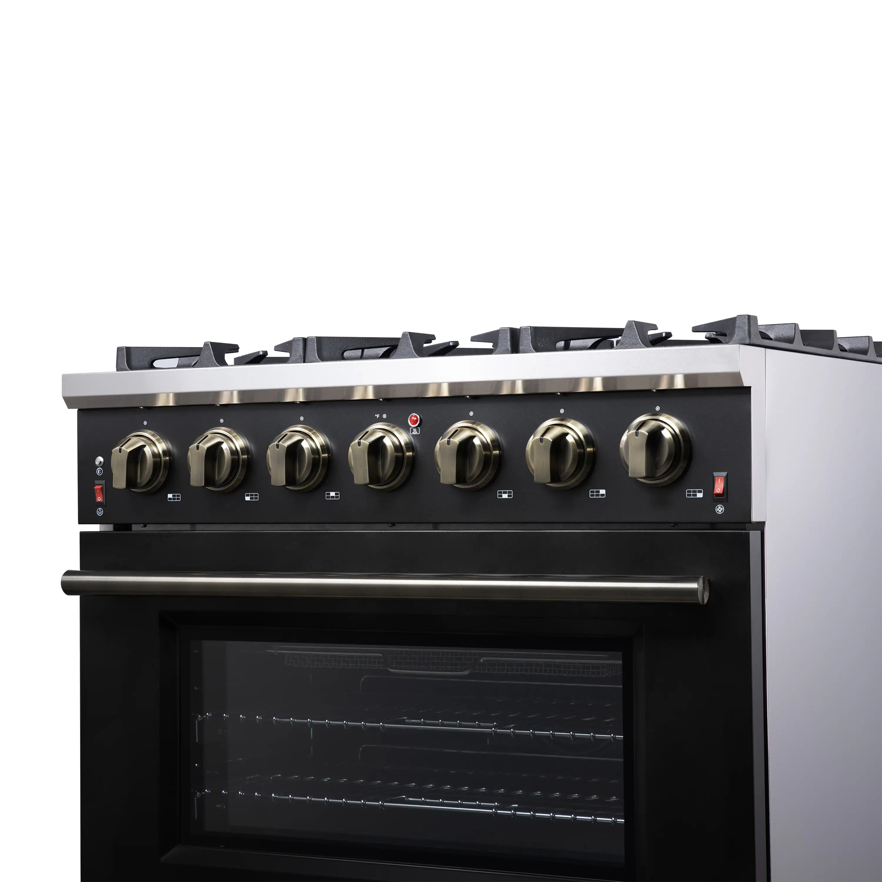 Forno Massimo 36-Inch Freestanding Gas Range with 6 Burners &  5.36 Cu.Ft. Convection Oven in Black with Antique Brass Handle (FFSGS6239-36BLK)